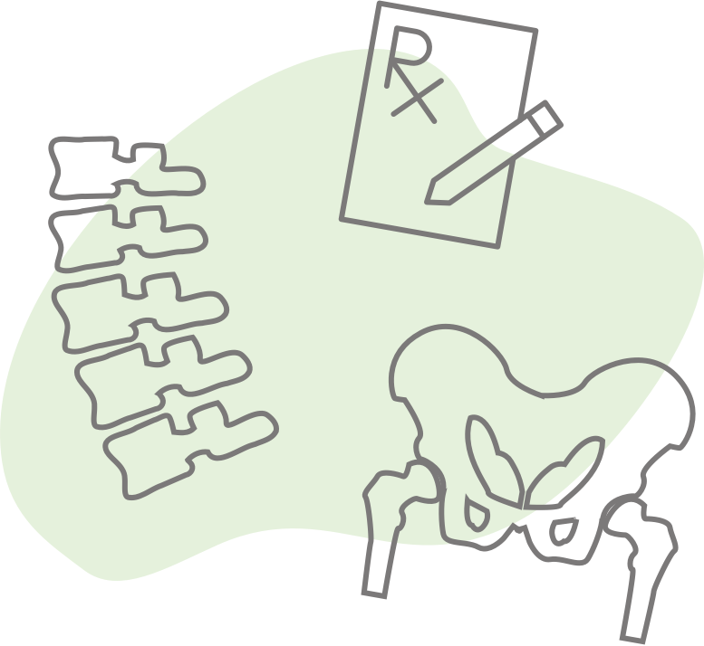 Osteoporosis of spine and hips with prescription